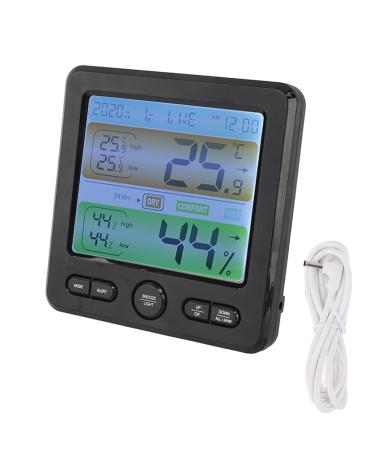 Indoor Thermometer & Digital Alarm Clock - Accurate Temperature for Bedroom | DC5V ABS Black Design - Buy Online on GoSupps.com
