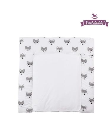 Puckdaddy Foxi Fuchs Pattern Diaper Pad | 100% Cotton | Oeko-Tex Certified | Soft & Safe | 77x75cm | Optimal Comfort for Babies | Stylish Gray Fox Design - Buy Online on GoSupps.com