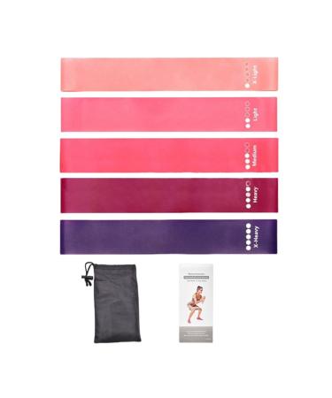 Yoga Resistance Band Pack of 5 Different Resistance Levels Elastic Band 5/10/20/30/40LB Exercise Resistance Band for Home Gym Workout Pink