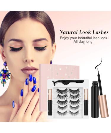 Magnetic Eyelashes with Eyeliner - 5 Pairs of Reusable Lashes & 2 Tubes Magnetic Eyeliner for Natural Look | Perfect for Every Occasion - Buy Online on GoSupps.com