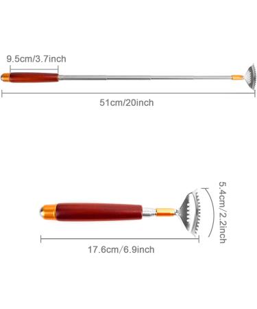 Extendable Back Scratcher with Massage Bead - Solid Wood Handle, Stainless Steel Claw - Handheld Massager for Women Men Adults - 1 Count - Buy Online on GoSupps.com