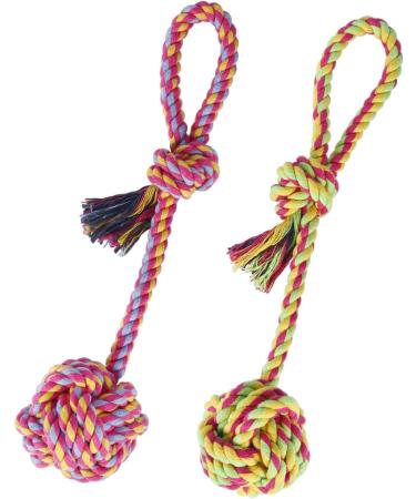 Vivifying Dog Rope Toys Pack of 2 Interactive Braided Cotton Pet Chew Rope Toys for Dog Teeth Cleaning 2 PCS Dog Rope Toy With Ball - Buy Online on GoSupps.com