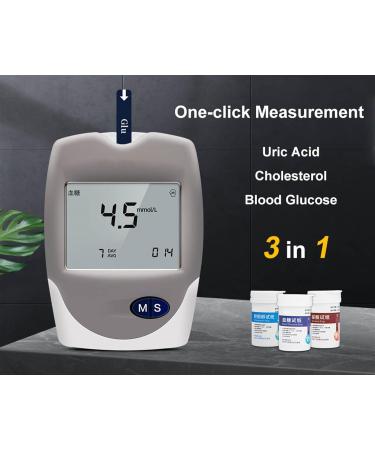 HEYUANPIUS 3-in-1 Blood Glucose Monitor Kit: Cholesterol, Uric Acid, Diabetes & Gout Tester - Buy Online on GoSupps.com