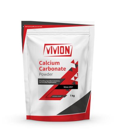 Calcium Carbonate Powder - Bulk 1 kg (2.2 lb) - 100% Pure Food Grade Limestone Supplement Ingredient - Wine Deacidification & Anticaking Antacid Excipient - Chalk Paint Filler Whiting Window Treatment