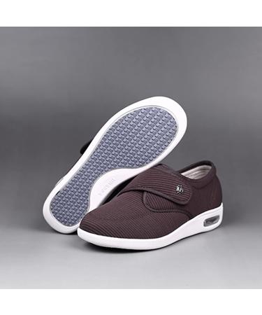Extra Wide Diabetic Walking Shoes for Elderly | Adjustable Strap, Lightweight & Comfortable | Brown - Size 9 - Buy Online on GoSupps.com