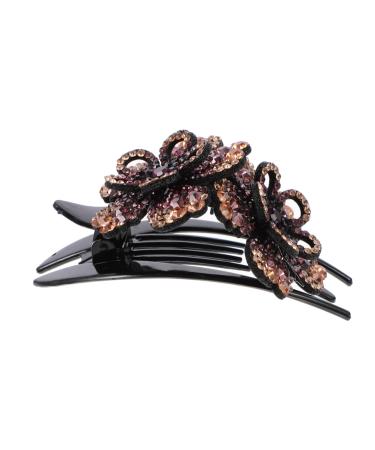 Angoily Hairpin Floral Hair Accessories Crystal Hair Comb Rhinestone Flower Hair Barrettes Crystal Headpiece Rhinestone Flower Hair Comb Barber Girl Miss Flowers Purple Resin Bottom Clip