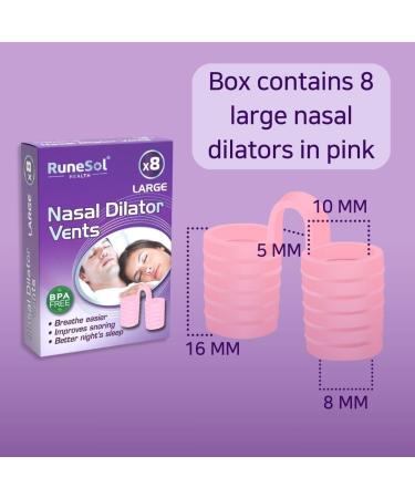 Runesol 8 Pack Large Pink Nasal Dilators - Snoring Relief & Anti-Snoring Devices for Men and Women - Sleep Nose Vents for Congestion Relief - Buy Online on GoSupps.com
