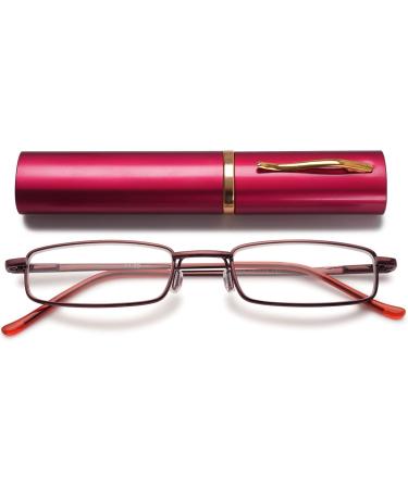 Vevesmundo Mini Compact Metal Reading Glasses with Spring Hinge & Blue Light Filter - Classic 1.5x Reading Aid in Stylish Red - Buy Online on GoSupps.com