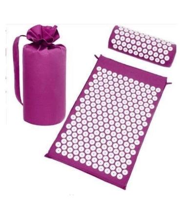 Dunlap massage cushion acupress tower press head back foot massage pillow pillow yoga spike matte anti-stress acupuncture pad needle massage massage cushion (size: plum)