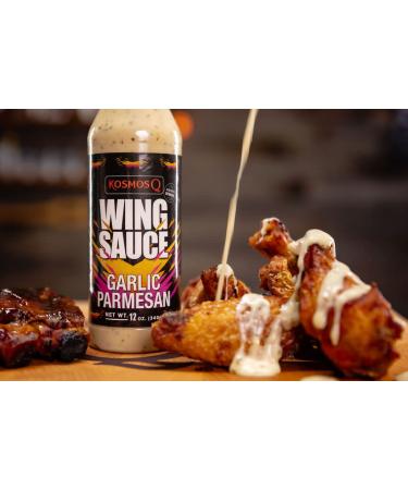 Kosmos Q Garlic Parm Wing Sauce - 12 Oz Bottle | Mild & Smooth Garlic Parmesan Flavor for Wings, BBQ & Dipping - Buy Online on GoSupps.com