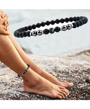 Magnetic Foot Chain - 8.3'' Inner / 6mm - Black Frosted Stone - 2 Packs - Remove Static Electricity & Improve Sleep - Snowflake Magnet Footket - Buy Online on GoSupps.com