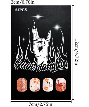 W-LOVNEST Halloween Decoration Nails Tools 24pcs Full Square Fake Nails Featuring Flower Pumpkins and Accents - Buy Online on GoSupps.com