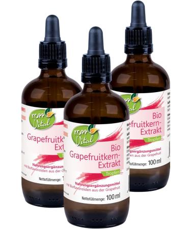 Kopp Vital Bio-Grapefruitkern Extract Drops | 3 x 100ml | Organic & Vegan | Boost Your Health with Bioflavonoids - Buy Online on GoSupps.com