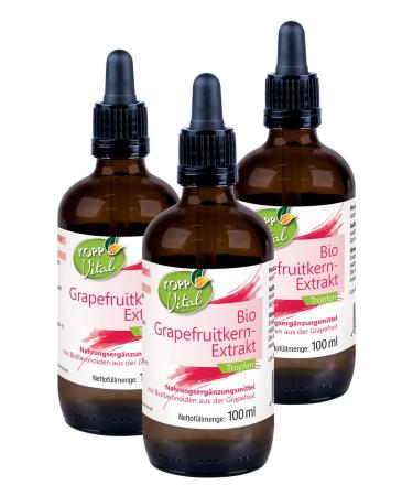 Kopp Vital Bio-Grapefruitkern extract drop |3 x 100 ml |Organic quality |Biological and vegan |With bioflavonoids from the grapefruit