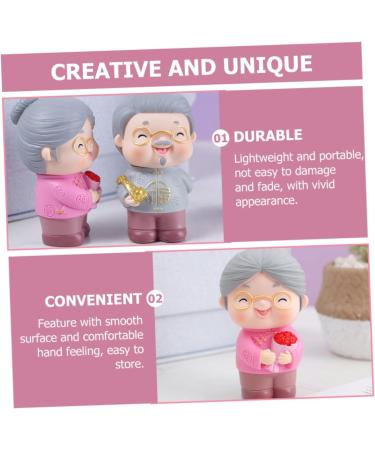 Elderly Couple Cake Figurines - Pink Vinyl Cake Decoration | 8.4x4.8CM - Perfect for Baking & Crafting - Buy Online on GoSupps.com