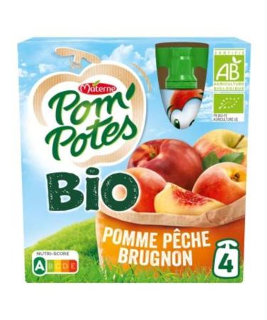 Materne Specialty of apple/peach/brugnon fruits, no added sugars - The 4 bottles of 90g