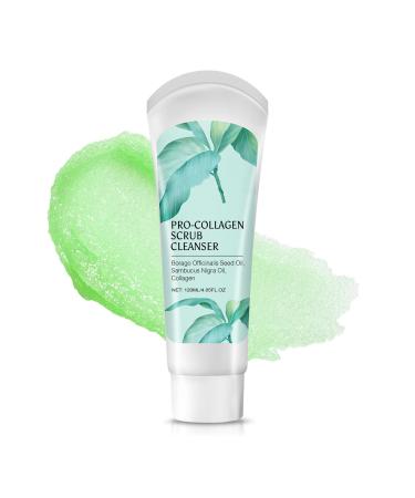 Exfoliating Face Scrub 3 In 1 Collagen Scrub Cleanser With Borago Officinalis Seed Oil Sambucus Nigra Oil Facial Cleansing And Exfoliating Moisturizing And Firming The Skin - 4.05 Fl Oz