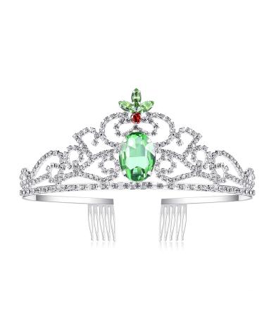 Lovelyshop Green Diamond Rhinestone Tiara Birthday Princess Tiana Crown