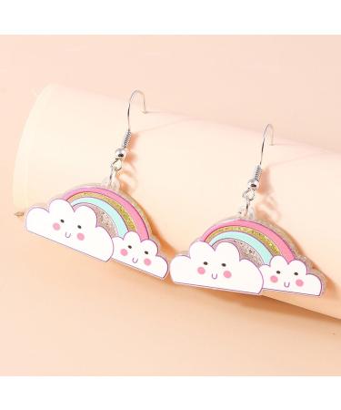 Feylie Acrylic Trailer Earrings for Women - Colorful Cartoon Fashion Ornaments for Everyday & Casual Dates - Rainbow & Stars Design - Buy Online on GoSupps.com