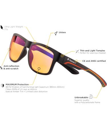 Horus X Kids Blue Light Blocking Gaming Glasses - Professional Filter for Computer Screens (Games TV Smartphones) - Hope Amber - Buy Online on GoSupps.com