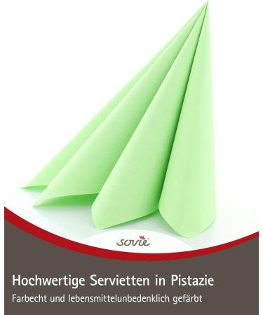 Sovie Linclass Airlaid Napkins - Pistachio Green 50 High-Quality Disposable Napkins (40x40cm) - Tearproof Strong Suction Form-Stable - Perfect for Weddings & Parties - Buy Online on GoSupps.com