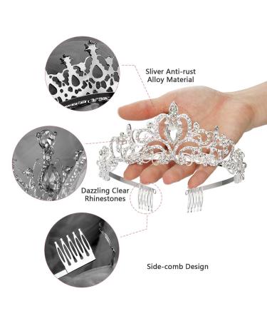Makone Crystal Queen Crown for Women and Girls - Princess Tiara Headband for Wedding, Birthday, Halloween Costume - Silver - Buy Online on GoSupps.com