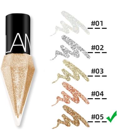 Shimmer Champagne Gold Liquid Glitter Eyeliner Kit - Waterproof Diamond-Shape Pigment for Colorful Eye Makeup | Quick Dry | Beauty Cosmetics for Women - Buy Online on GoSupps.com