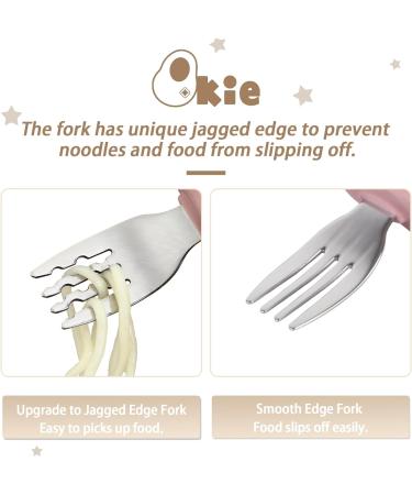 Qkie 4-Pack Stainless Steel Baby Cutlery Set | Toddler Fork & Spoon with Silicone Handles | Ideal for 10+ Months | Sand White & Gray - Buy Online on GoSupps.com