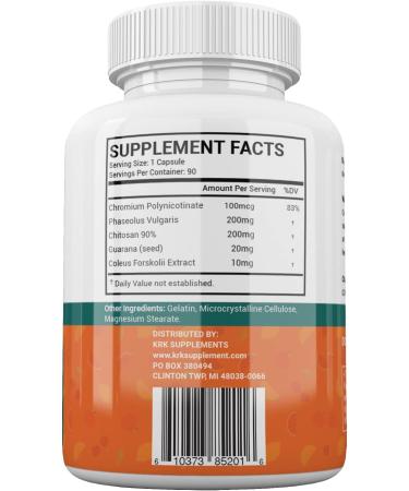 90 Capsules Fat & Carb Blocker with White Kidney Bean Extract and Chitosan - KRK Supplements - Buy Online on GoSupps.com