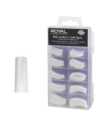 Royal 80 Salon Nail Tips - Natural French Square White