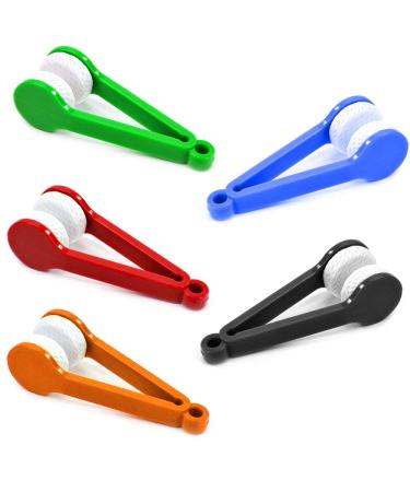 DIQC Eyeglass Cleaning Kit Portable Glasses Cleaning kit 5 pcs Mini Microfiber Cleaner Soft Brush Eyewear Cleaners Eyeglass Wipes Sunglass Cleaner Kit Tool with Pads (Green Red Black Blue Orange)