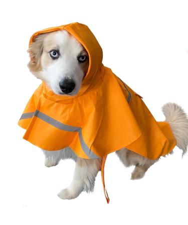 OCSOSO waterproof doggel raincoat dog with hooded fit dog harness light and reflective hundred coat rain protection dog jacket and coat for little dog (orange s) orange xs