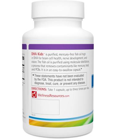 Wellness Resources DHA Kids - Sugar Free Omega 3 for Children - Mercury-Free Fish Oil - Brain Health Supplement & Immunity Supplement - Eye and Nerve Support - 90 Softgel Capsules Omega 3 - Buy Online on GoSupps.com