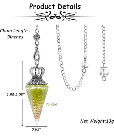 JOVIVI Peridot Crystal Pendulum for Dowsing, Healing & Meditation - Green Quartz Gemstone Pendant for Reiki & Witchcraft - Buy Online on GoSupps.com