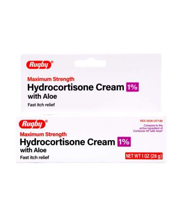 Rugby Maximum Strength Fast Itch Relief Hydrocortisone Cream 1% with Aloe - 1 Oz