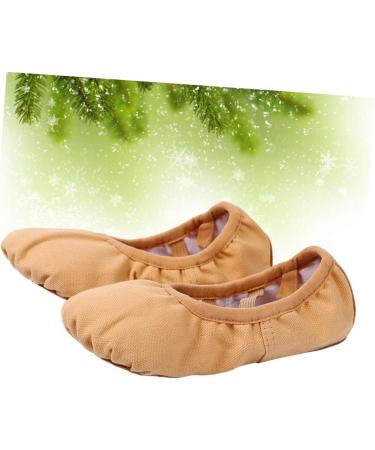 AMOSFUN Foldable Ballet Shoes for Travel & Yoga | Stretch Slipper Flat Shoes for Kids | Brown 33 - Perfect for Ballet Training & Exercises - Buy Online on GoSupps.com
