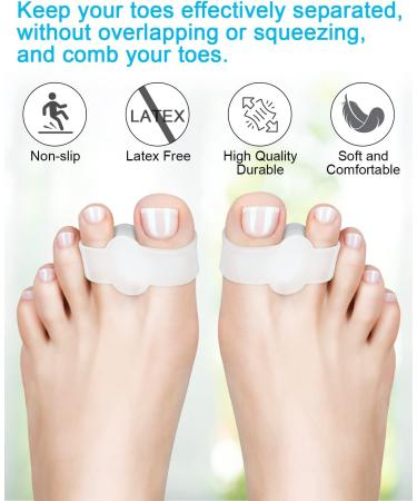 Golbylicc Bunion Corrector Toe Separators - 8 Pairs for Women Men - Gel Toe Spacers with 2 Loops - White - Buy Online on GoSupps.com