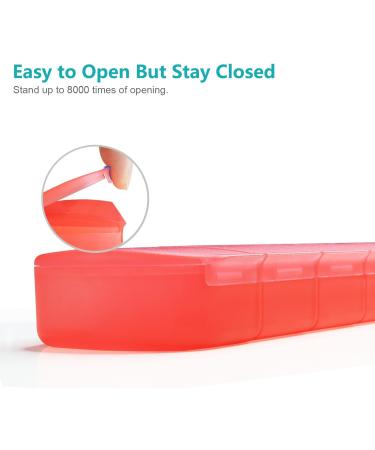 FHORAIN 7 Day Large Pill Box - Travel Friendly Daily Pill Organizer for Medicine, Vitamins, Fish Oil - Red - Buy Online on GoSupps.com