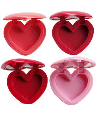 Beatifufu Set of 4 Compact Heart-Shaped Storage Boxes with Mirror for Lipstick and Eyeshadow for Travel