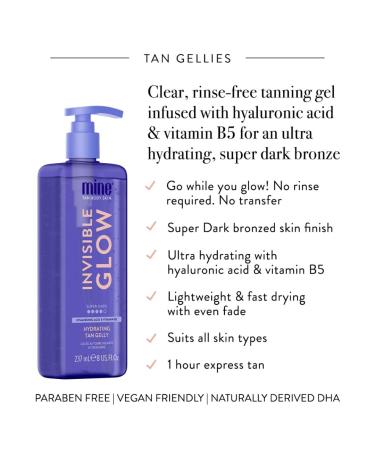 MineTan Clear Self Tanning Gel | Super Dark Invisible Tan Gel - Best Transfer Free Sunless Tanner Hydrating Quick Apply For a Dark Bronze Skin Finish Face & Body 8 Fl Oz - Buy Online on GoSupps.com