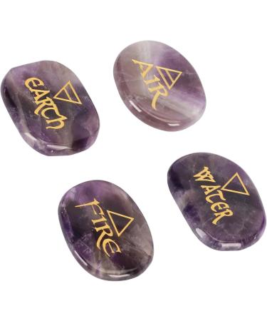 Earth Air Fire Water Stones Triangular Crystals Symbols Flake Reiki Oval Stamps (Purple) - Buy Online on GoSupps.com