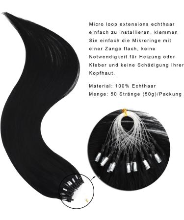 Micro Loop Hair Extensions Micro Ring 50g Remy Real Human Hair Extensions (18 Inch #1 Black) - Buy Online on GoSupps.com