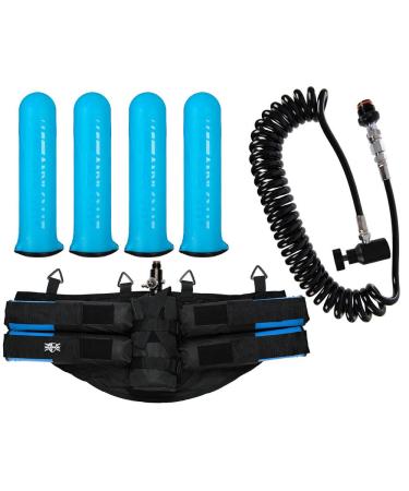 Action Village Paintball Deluxe Remote, 4+1 Harness & HK Army HSTL Pods Starter Package - Assorted Colors Blue Pods