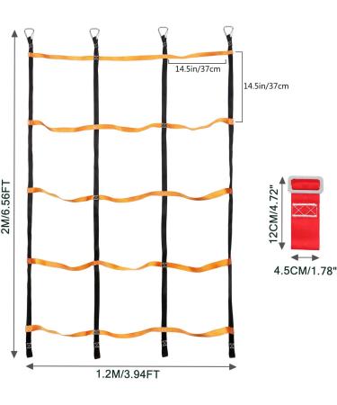 Odoland Ninja Net Climbing Cargo Net 3.9ftx6.6ft - Outdoor Obstacle Course for Kids with Buckles and Rings - Training Equipment and Swing Set Attachment - Buy Online on GoSupps.com