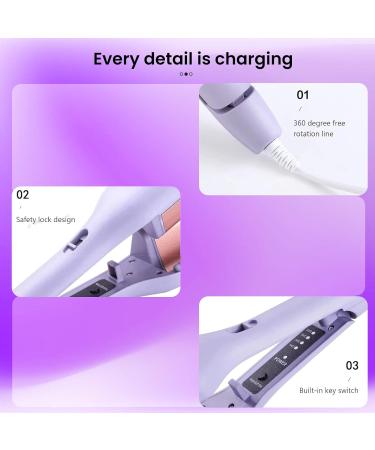 Big Wave Hair Curler Iron Wand 32mm Romantic French Egg Roll Curling Iron Multifunctional Ceramic V-Shaped Hair Curling Iron 4 Gears Temperature Fast Heating for Long or Short Hair (Purple) - Buy Online on GoSupps.com