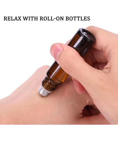 Bofessor 10ml Amber Glass Roller Bottles - Set of 16 with Stainless Steel Roller Ball, Pipettes, Plastic Funnel & Stickers - Refillable Container for Perfume - Buy Online on GoSupps.com