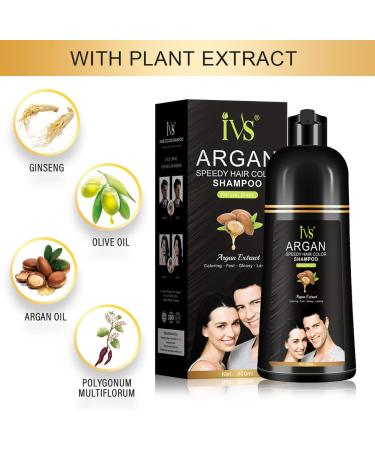 Many Black Hair Dye Herbal Ingredients Shampoo with Argan Oil for Gray Hair Mild Fast Dye with Lasting Shine Easy Application 400ml1353FI Oz - Buy Online on GoSupps.com