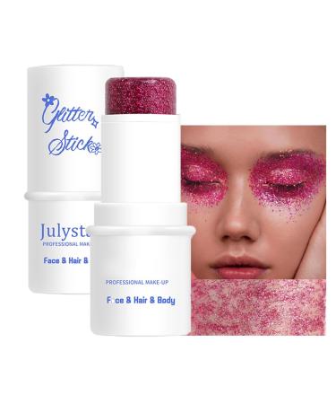 Face body glitter stick mermaid face glitter gel waterproof fine glitter for face/body/hair/eyes/lip sequins color sparkling face glitter make-up (#01 rose red)