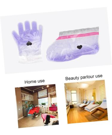 2 Pairs Wax Gloves Foot Non-woven Fabric Nursing Cover Purple - Buy Online on GoSupps.com