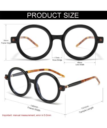 NIDOVIX Round Blue Light Glasses for Men & Women - Retro Circle Frame Non-Prescription Eyeglasses - Stylish Computer Glasses in Black/Tortoise - 48mm - Buy Online on GoSupps.com